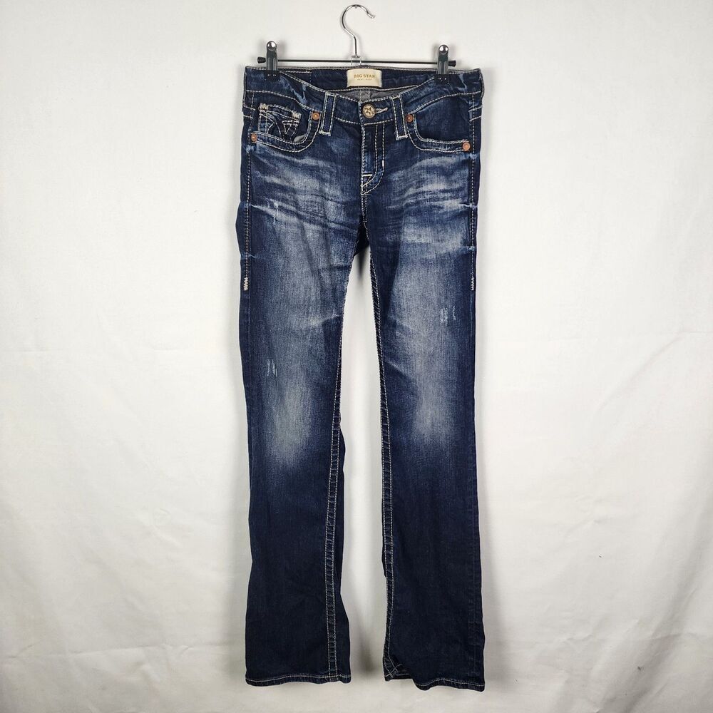 Big Star Jeans Remy Boot Low Rise Fit Western Blue Denim Womens 27L Long Y2K